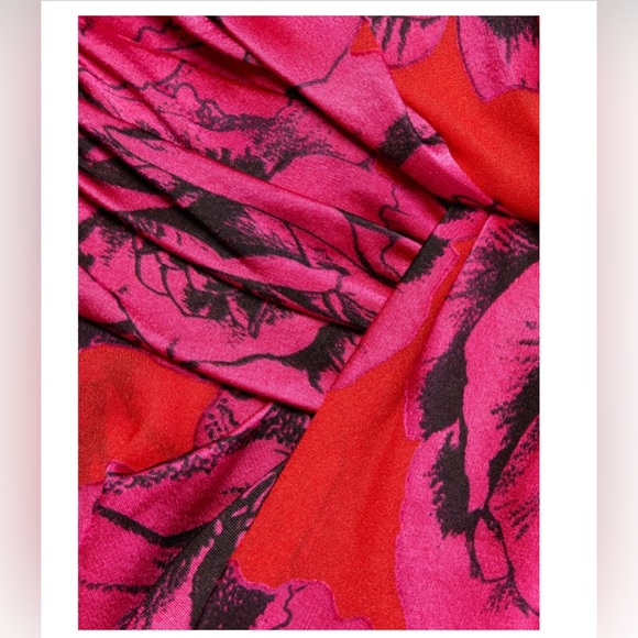 Theia Sadie Floral Satin Wrap Dress ,size 4 - Picture 5 of 7